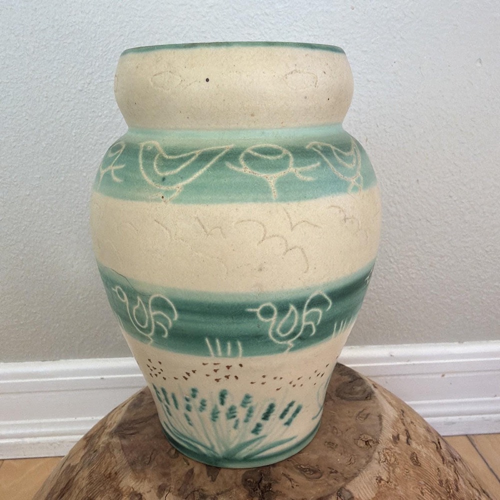 Vintage Vallauris French Studio Pottery Vase Lavender Honey Pierre Chauvet 8"